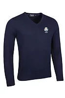 g.RYDER CUP EDEN Ryder Cup V Neck Cotton Lightweight Golf Sweater - Navy