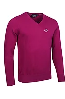 g.THE OPEN EDEN The Open V Neck Cotton Lightweight Golf Sweater - Raspberry