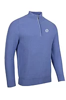 g.THE OPEN EDINBURGH THE OPEN Quarter Zip Textured Touch of Cashmere Golf Sweater - Light Blue/White