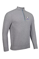 g.RYDER CUP EDINBURGH Ryder Cup Quarter Zip Textured Touch of Cashmere Golf Sweater - Light Grey Marl/Lagoon
