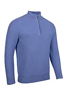 g.EDINBURGH Quarter Zip Textured Touch of Cashmere Golf Sweater - Light Blue/White