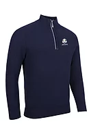 g.RYDER CUP EDINBURGH Ryder Cup Quarter Zip Textured Touch of Cashmere Golf Sweater - Navy/White