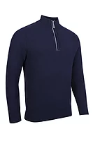 g.EDINBURGH Quarter Zip Textured Touch of Cashmere Golf Sweater - Navy/White