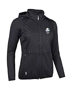 g.RYDER CUP ELLA Ryder Cup Full Zip Animal Print Performance Heavyweight Hooded Jacket - Black/Animal Print