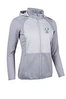 g.RYDER CUP ELLA Ryder Cup Full Zip Animal Print Performance Heavyweight Hooded Jacket - Light Grey Marl/Animal Print