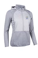 g.RYDER CUP ELLA Ryder Cup Full Zip Animal Print Performance Heavyweight Hooded Jacket - Light Grey Marl/Animal Print