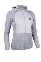 g.THE OPEN ELLA The Open Full Zip Animal Print Performance Heavyweight Hooded Jacket - Light Grey Marl/Animal Print