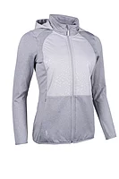 g.ELLA Full Zip Animal Print Performance Heavyweight Hooded Jacket - Light Grey Marl/Animal Print