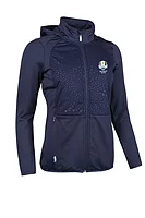 g.RYDER CUP ELLA Ryder Cup Full Zip Animal Print Performance Heavyweight Hooded Jacket - Navy/Animal Print