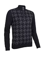 g.ELLERY SALE Quarter Zip Houndstooth Touch of Cashmere Midweight Golf Sweater Sale - Black