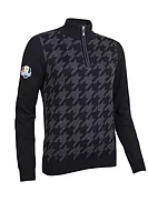g.RYDER CUP ELLERY Ryder Cup Quarter Zip Houndstooth Touch of Cashmere Golf Sweater - Black