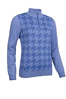 g.ELLERY SALE Quarter Zip Houndstooth Touch of Cashmere Midweight Golf Sweater Sale - Light Blue