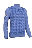 g.RYDER CUP ELLERY Ryder Cup Quarter Zip Houndstooth Touch of Cashmere Golf Sweater - Light Blue