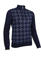 g.ELLERY SALE Quarter Zip Houndstooth Touch of Cashmere Midweight Golf Sweater Sale - Navy