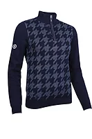 g.THE OPEN ELLERY The Open Quarter Zip Houndstooth Touch of Cashmere Golf Sweater - Navy