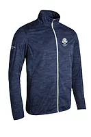g.RYDER CUP ELRICK Ryder Cup Zip Front Showerproof Performance Lightweight Golf Jacket - Navy Camo/Lt Grey