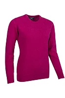 g.ESTHER Crew Neck Lambswool Midweight Golf Sweater - Raspberry Marl
