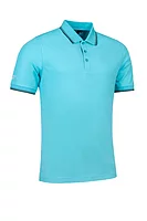 g.ETHAN Tipped Performance Pique Golf Shirt - Aqua/Black