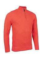 g.ETON SALE Quarter Zip Textured Cotton Lightweight Golf Sweater Sale - Apricot