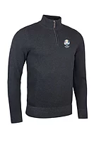 g.RYDER CUP ETON Ryder Cup Zip Textured Cotton Lightweight Golf Sweater - Charcoal Marl