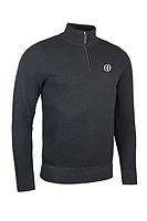 g.THE OPEN ETON The Open Zip Textured Cotton Lightweight Golf Sweater - Charcoal Marl