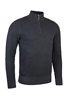 g.ETON Quarter Zip Textured Cotton Lightweight Golf Sweater - Charcoal Marl