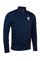 g.RYDER CUP ETON Ryder Cup Zip Textured Cotton Lightweight Golf Sweater - Navy Marl