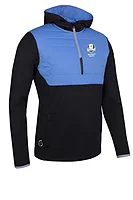 s.RYDER CUP EVEREST Ryder Cup Quarter Zip Colour Block Showerproof Golf Hoodie - Black/Ocean/Silver