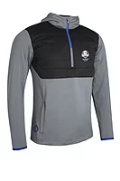 s.RYDER CUP EVEREST Ryder Cup Quarter Zip Colour Block Showerproof Golf Hoodie - Gunmetal/Black/Electric Blue
