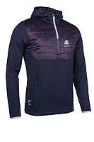 s.RYDER CUP EVEREST Ryder Cup Quarter Zip Colour Block Showerproof Golf Hoodie - Navy/Mulberry Camo/Silver