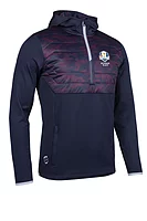 s.RYDER CUP EVEREST Ryder Cup Quarter Zip Colour Block Showerproof Golf Hoodie - Navy/Mulberry Camo/Silver