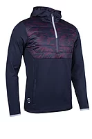 s.EVEREST Quarter Zip Colour Block Showerproof Golf Hoodie - Navy/Mulberry Camo/Silver