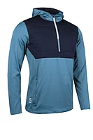 s.EVEREST Quarter Zip Colour Block Showerproof Golf Hoodie - Pacific Blue/Navy/Silver