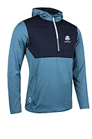 s.RYDER CUP EVEREST Ryder Cup Quarter Zip Colour Block Showerproof Golf Hoodie - Pacific Blue/Navy/Silver