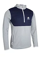 s.RYDER CUP EVEREST Ryder Cup Quarter Zip Colour Block Showerproof Golf Hoodie - Silver Marl/Navy/White