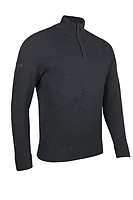 g.EXETER Quarter Zip Diamond Knit Cotton Lightweight Golf Sweater - Charcoal Marl