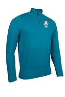 g.RYDER CUP EXETER Ryder Cup Quarter Zip Diamond Knit Cotton Lightweight Golf Sweater - Lagoon