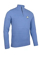 g.RYDER CUP EXETER Ryder Cup Quarter Zip Diamond Knit Cotton Lightweight Golf Sweater - Light Blue
