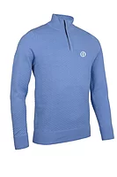 g.THE OPEN EXETER The Open Quarter Zip Diamond Knit Cotton Lightweight Golf Sweater - Light Blue