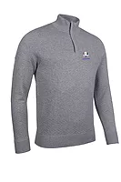g.RYDER CUP EXETER Ryder Cup Quarter Zip Diamond Knit Cotton Lightweight Golf Sweater - Light Grey Marl