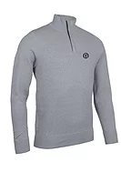 g.THE OPEN EXETER The Open Quarter Zip Diamond Knit Cotton Lightweight Golf Sweater - Light Grey Marl