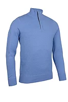 g.EXETER Quarter Zip Diamond Knit Cotton Lightweight Golf Sweater - Light Blue