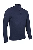 g.EXETER Quarter Zip Diamond Knit Cotton Lightweight Golf Sweater - Navy Marl