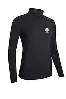 g.RYDER CUP FERN Ryder Cup Long Sleeve Cotton Roll Neck Golf Top - Black
