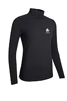 g.RYDER CUP FERN Ryder Cup Long Sleeve Cotton Roll Neck Golf Top - Black