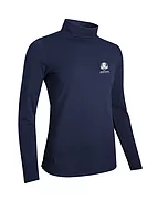 g.RYDER CUP FERN Ryder Cup Long Sleeve Cotton Roll Neck Golf Top - Navy
