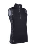 g.FRANKIE SALE Printed High Collar Sleeveless Performance Golf Top Sale - Black/White