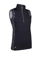 g.FRANKIE SALE Printed High Collar Sleeveless Performance Golf Top Sale - Black/White