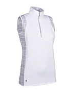 g.FRANKIE SALE Printed High Collar Sleeveless Performance Golf Top Sale - White/Light Grey/Candy