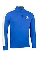 g.RYDER CUP WINNERS GALLACHER Ryder Cup Winners Quarter Zip Colour Block Sleeve Cotton Lightweight Golf Sweater - Tahiti/White/Gold